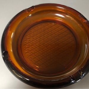 Vintage Heavy Duty Amber Glass Ashtray